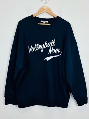 Favorite Daughter Volleyball Mom Navy Oversized Crewneck Sweatshirt XL